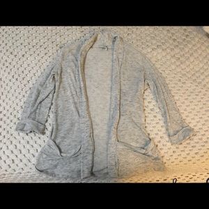 gray knit cardigan